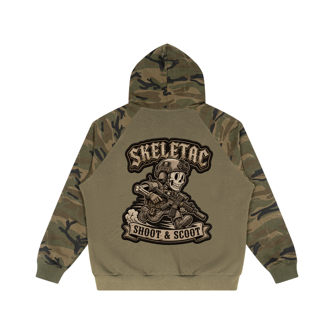 Unisex Camo-Splice Raglan Zip Hoodie