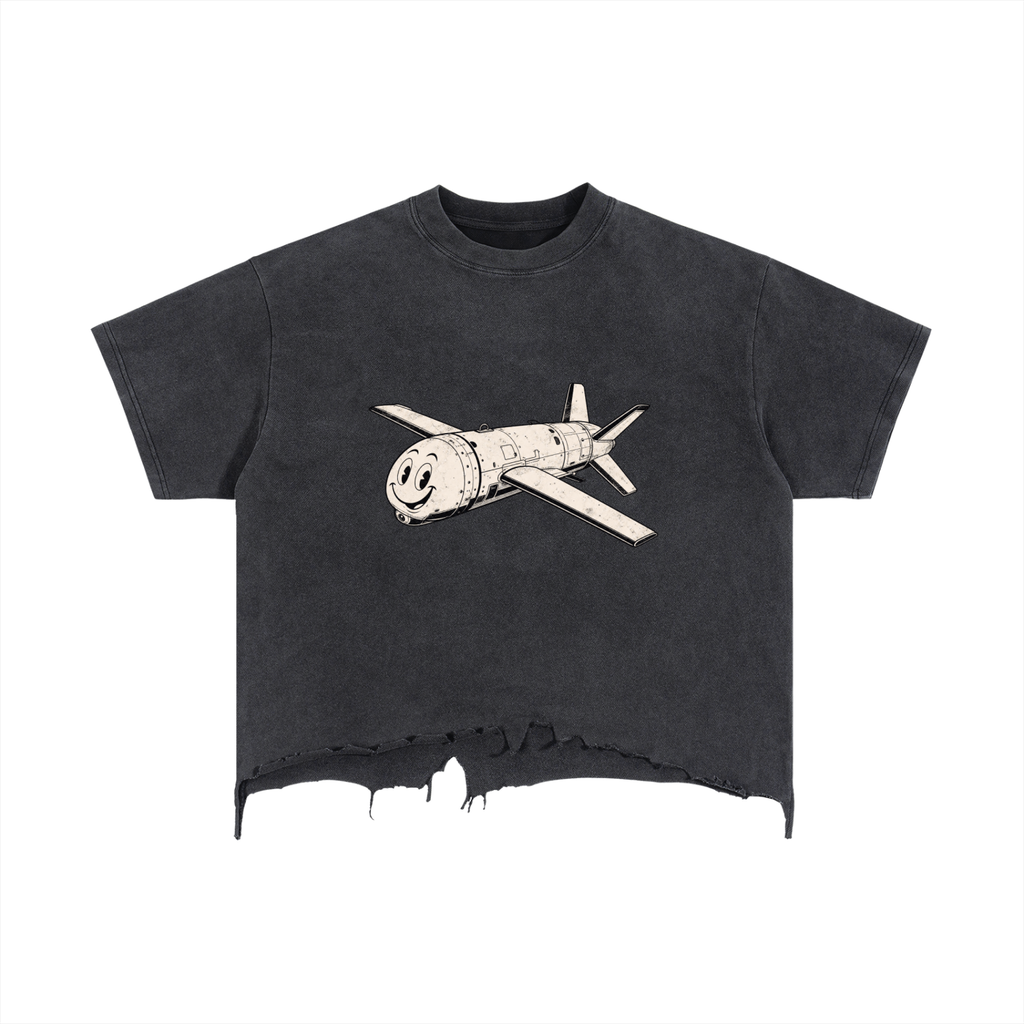 Vintage Wash Boxy Distressed Hem T-Shirt