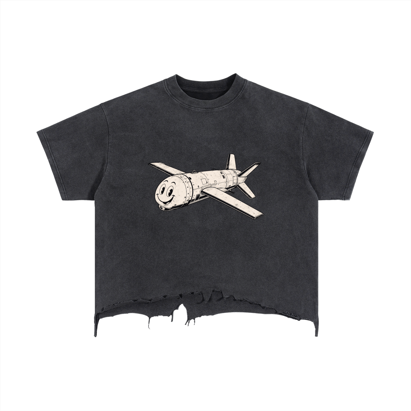 Vintage Wash Boxy Distressed Hem T-Shirt
