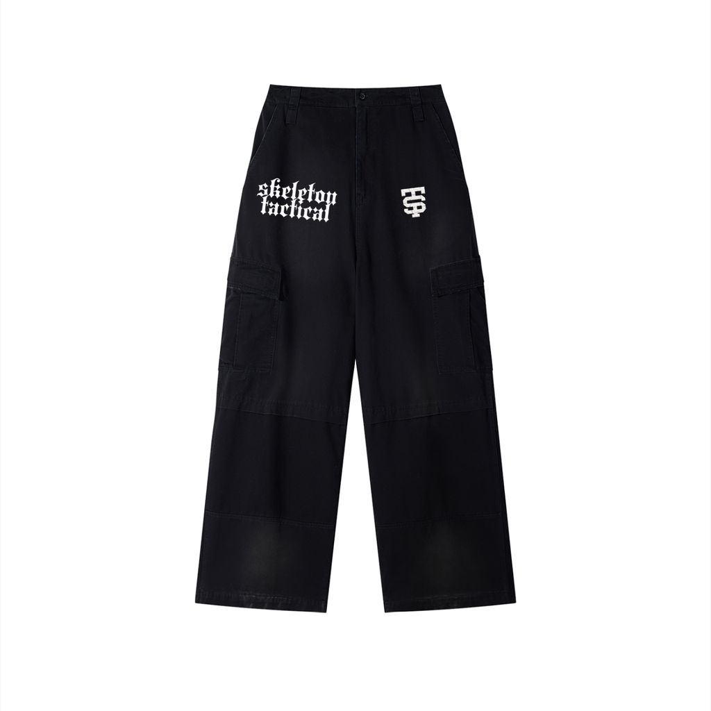 Unisex Sunfade Washed Wide Leg Cargo Pants