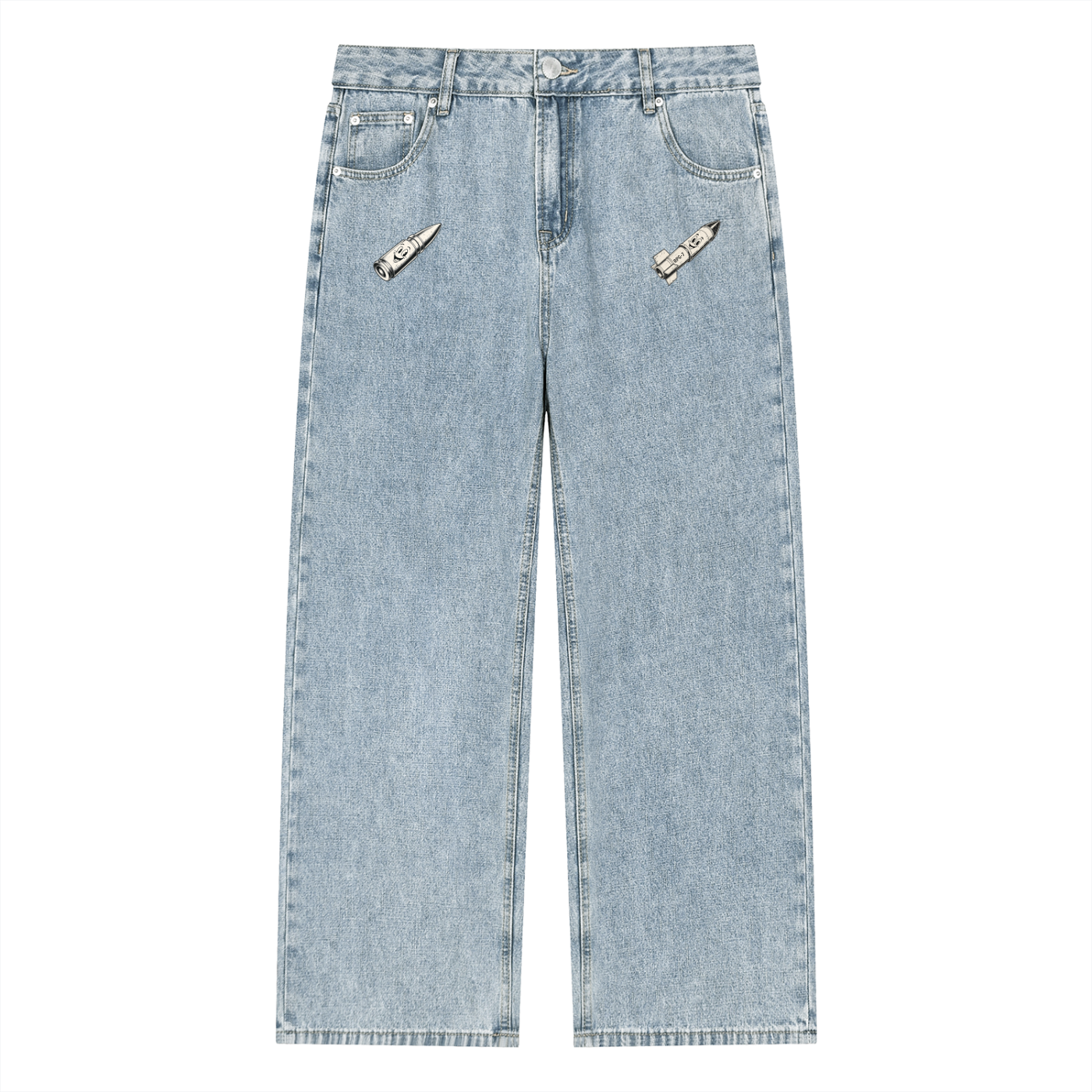 Unisex Vintage Wash Straight Leg Jeans