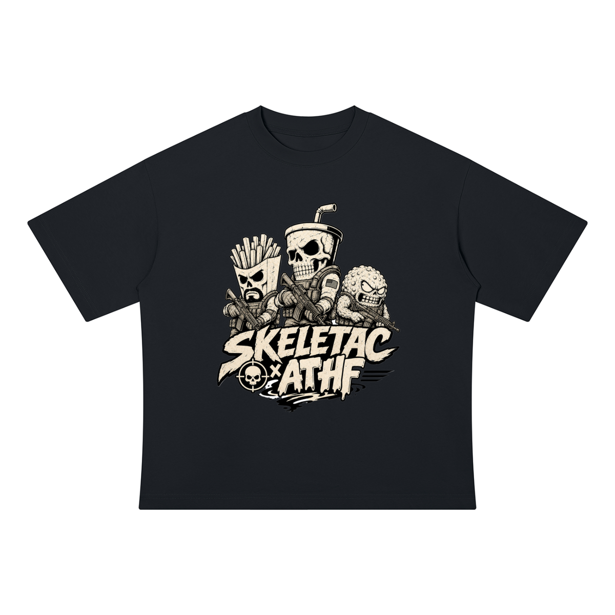 SkeletacX ATHF colabo - Unisex Drop Shoulder Cotton T-Shirt