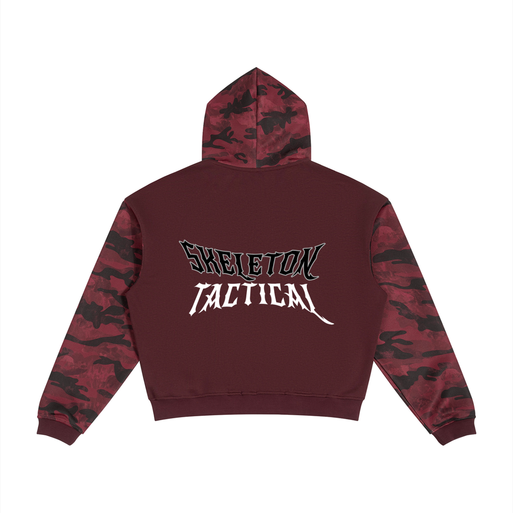 Unisex Colorblock Camo Full Zip Boxy Hoodie