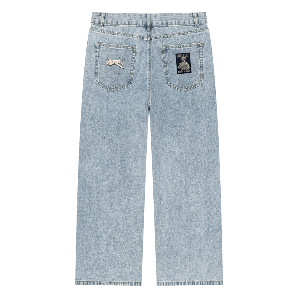 Unisex Vintage Wash Straight Leg Jeans