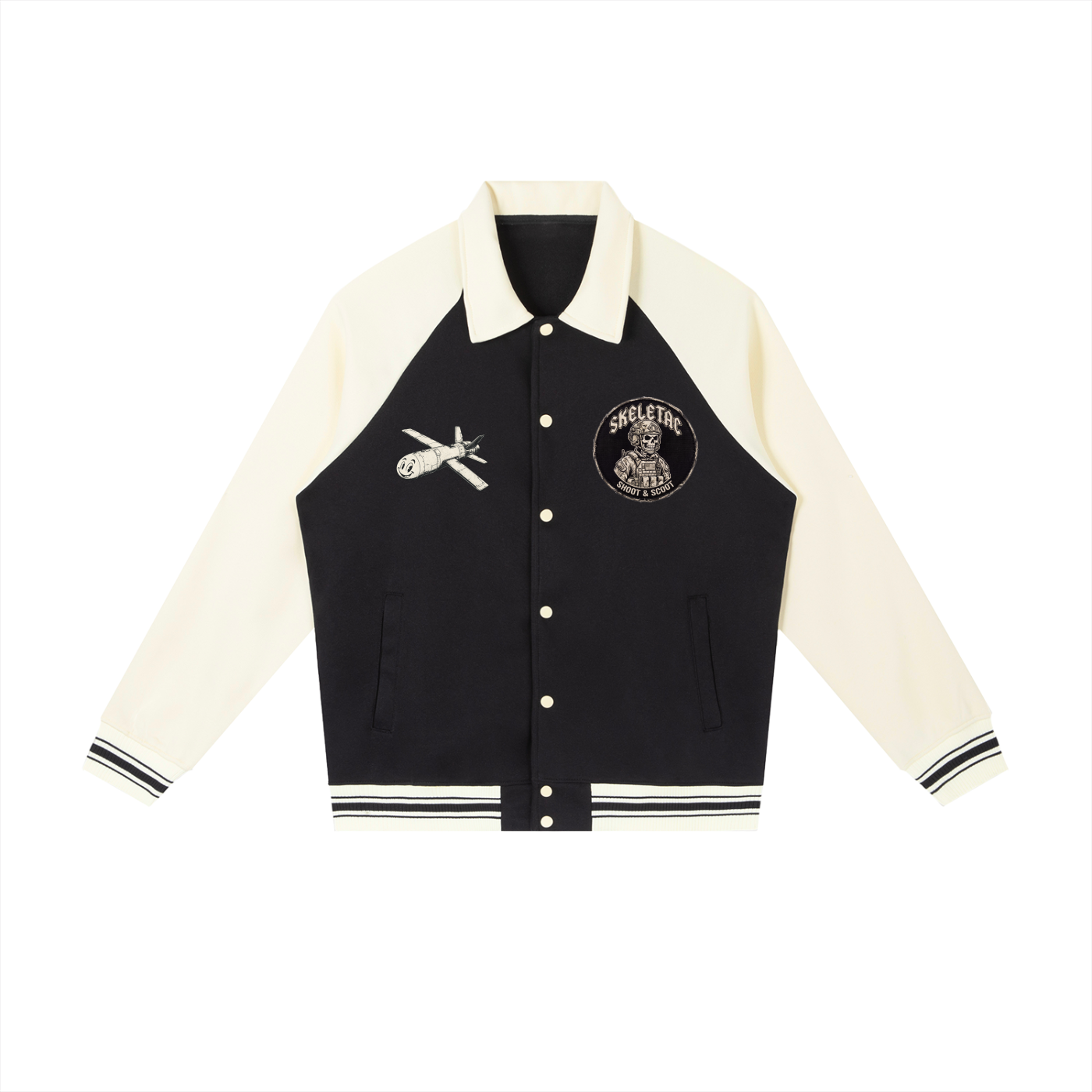 Contrast Raglan Sleeve Baseball Jacket