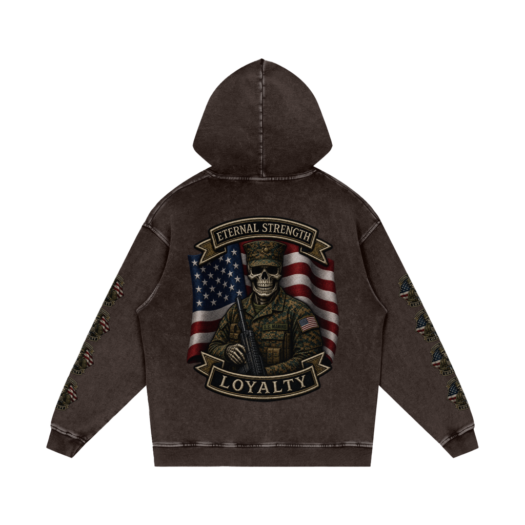 Snow Washed Loose Cotton Hoodie