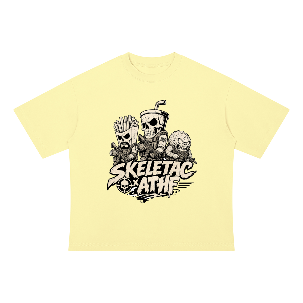SkeletacX ATHF colabo - Unisex Drop Shoulder Cotton T-Shirt