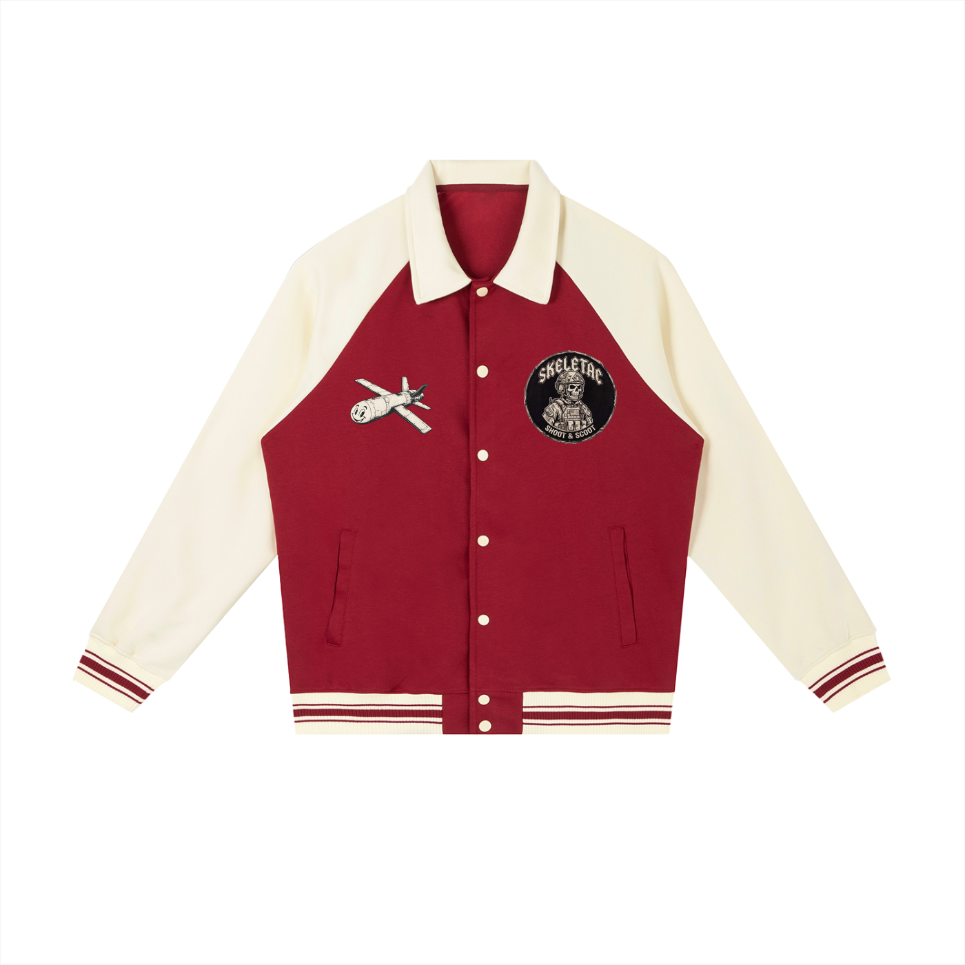 Contrast Raglan Sleeve Baseball Jacket