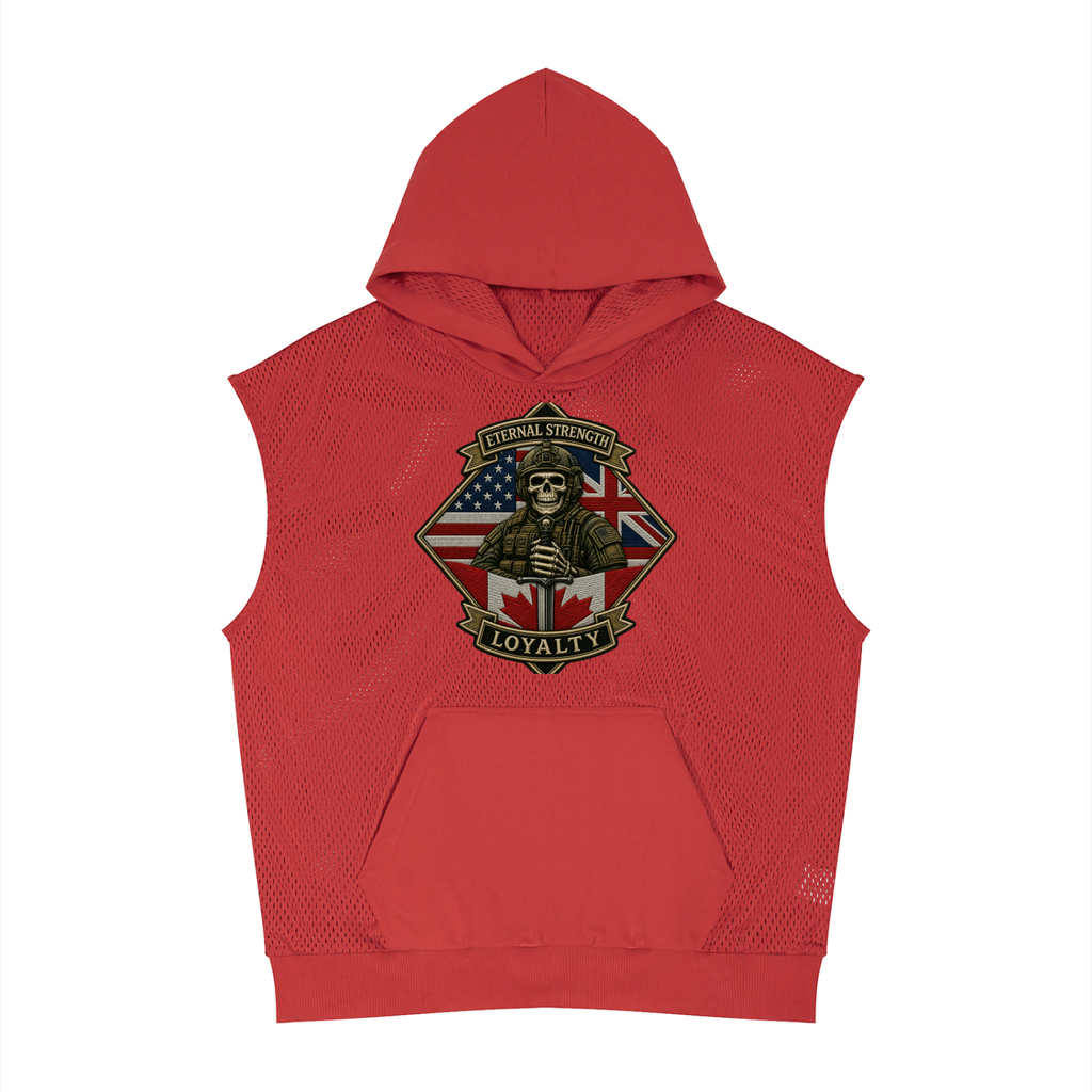 Unisex Panel Mesh Sleeveless Hoodie
