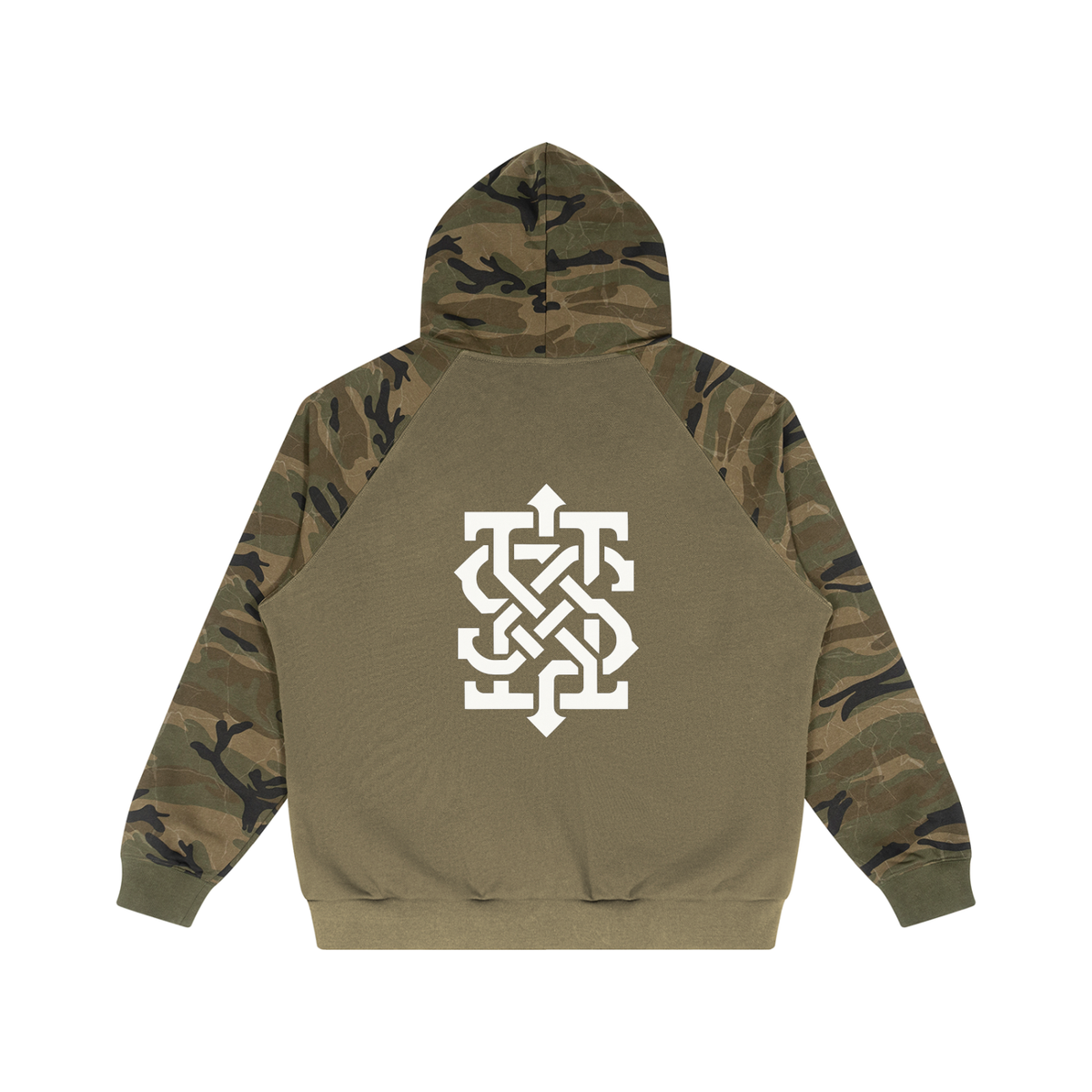 Unisex Camo-Splice Raglan Zip Hoodie