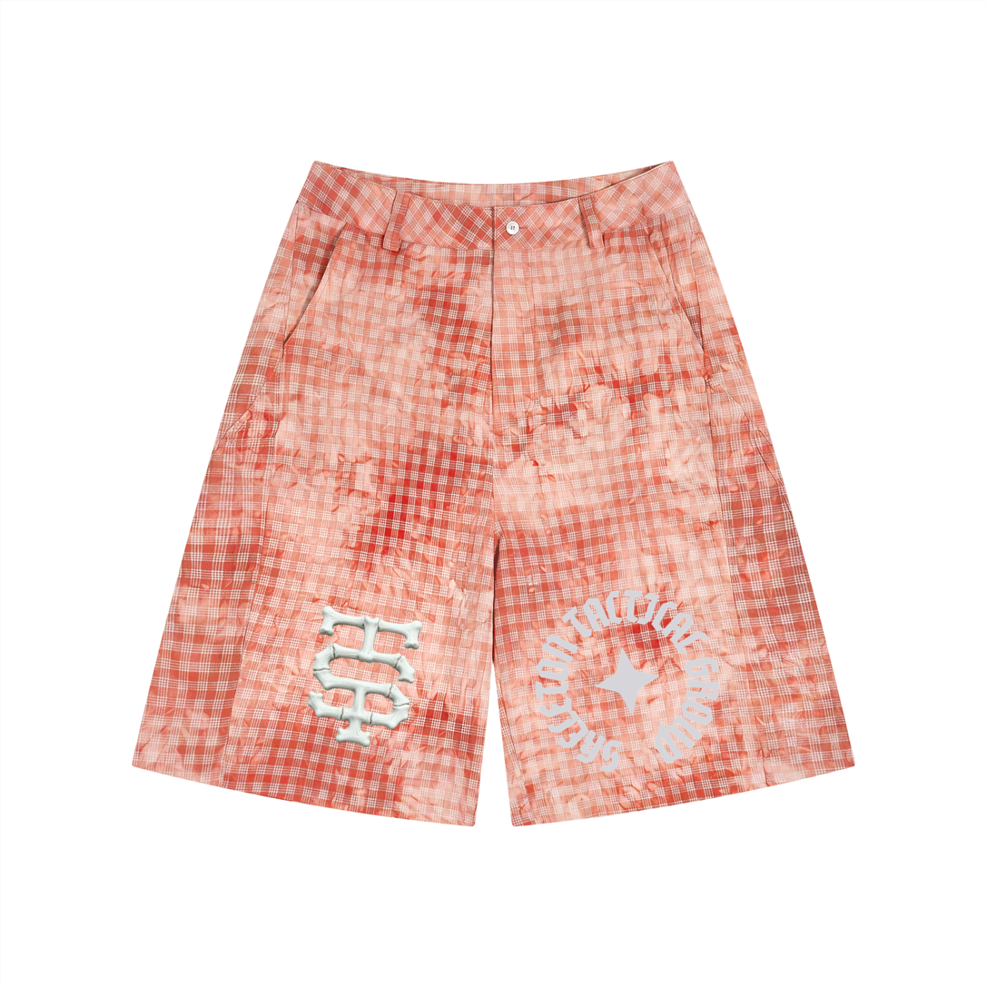 Unisex Vintage Wash Plaid Shorts
