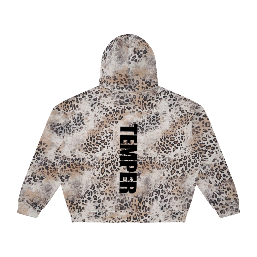 Unisex Vintage Wash Leopard Full Zip Hoodie