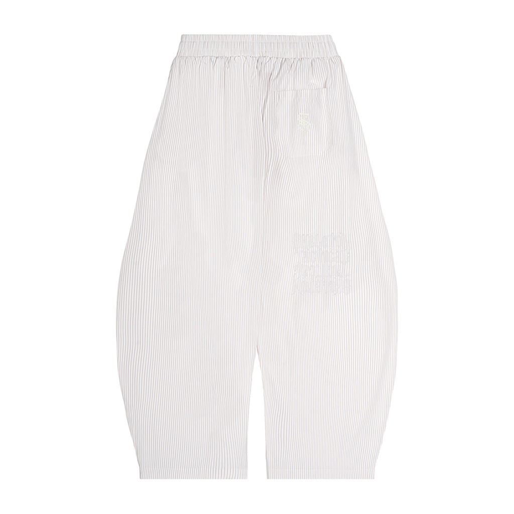 Vertical Stripe Drawstring Barrel Pants