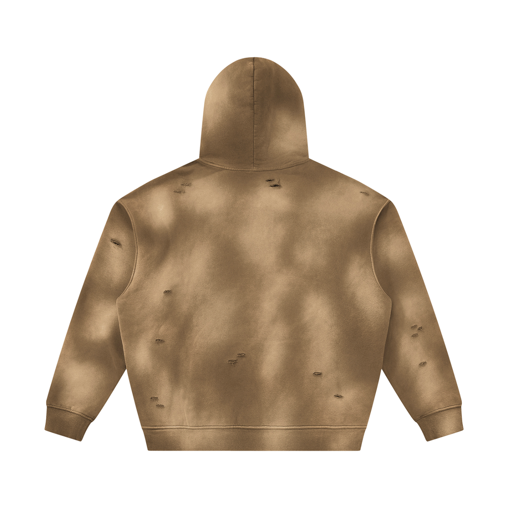 Unisex Sunfade Frayed Fleece Hoodie