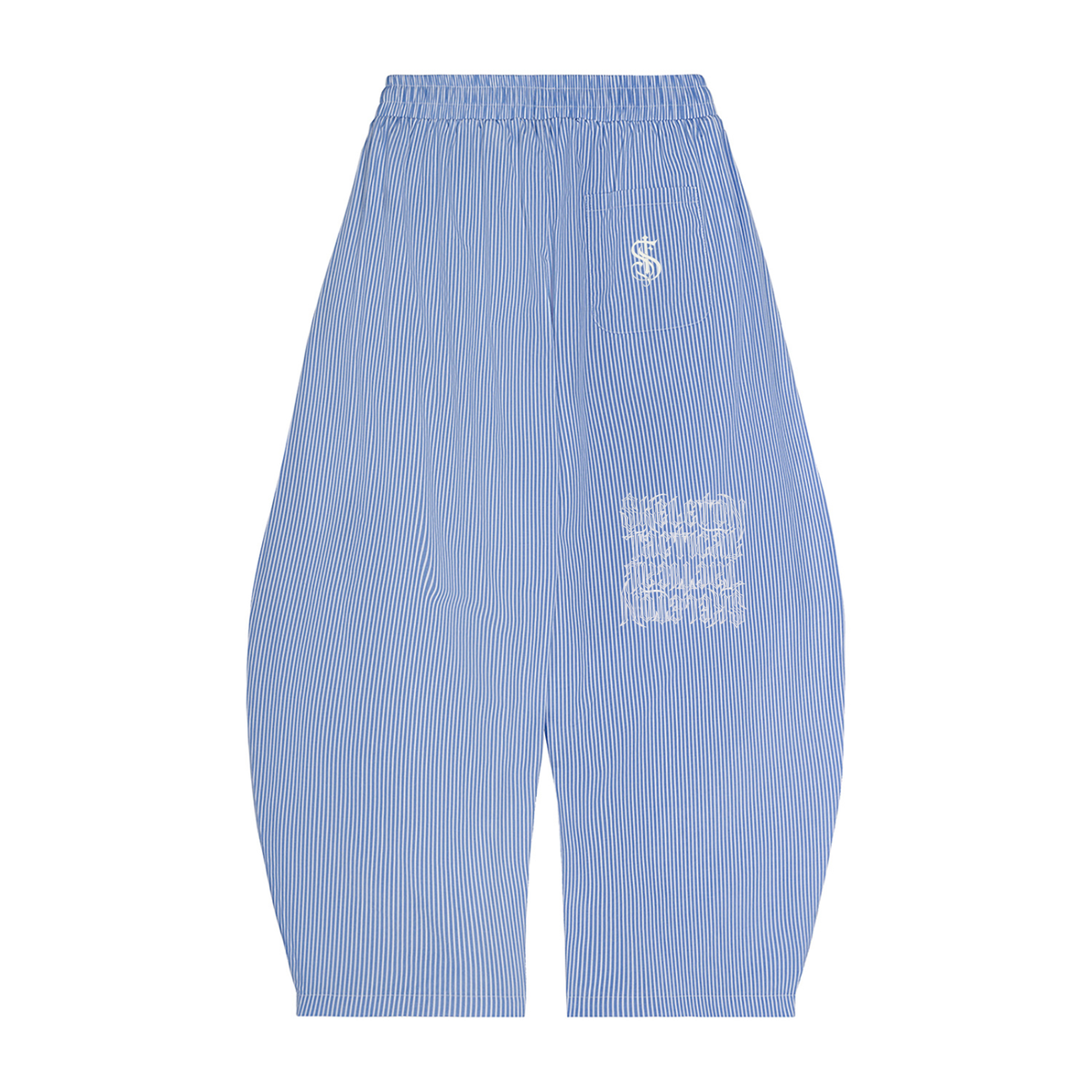 Vertical Stripe Drawstring Barrel Pants