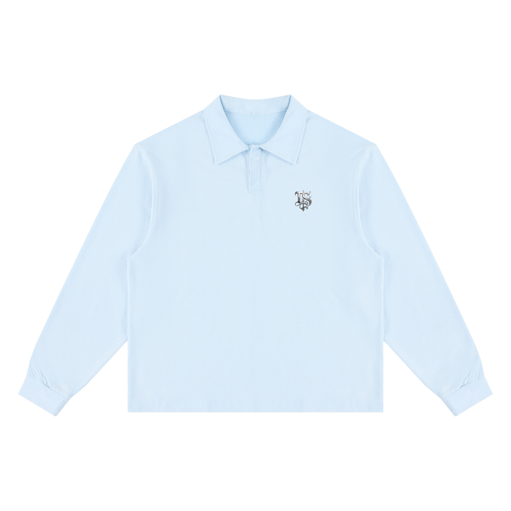 Unisex Loose Long Sleeve Polo Shirt