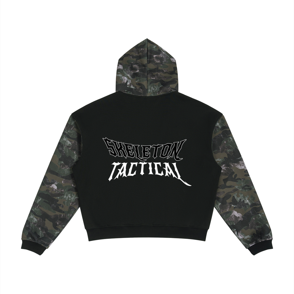 Unisex Colorblock Camo Full Zip Boxy Hoodie