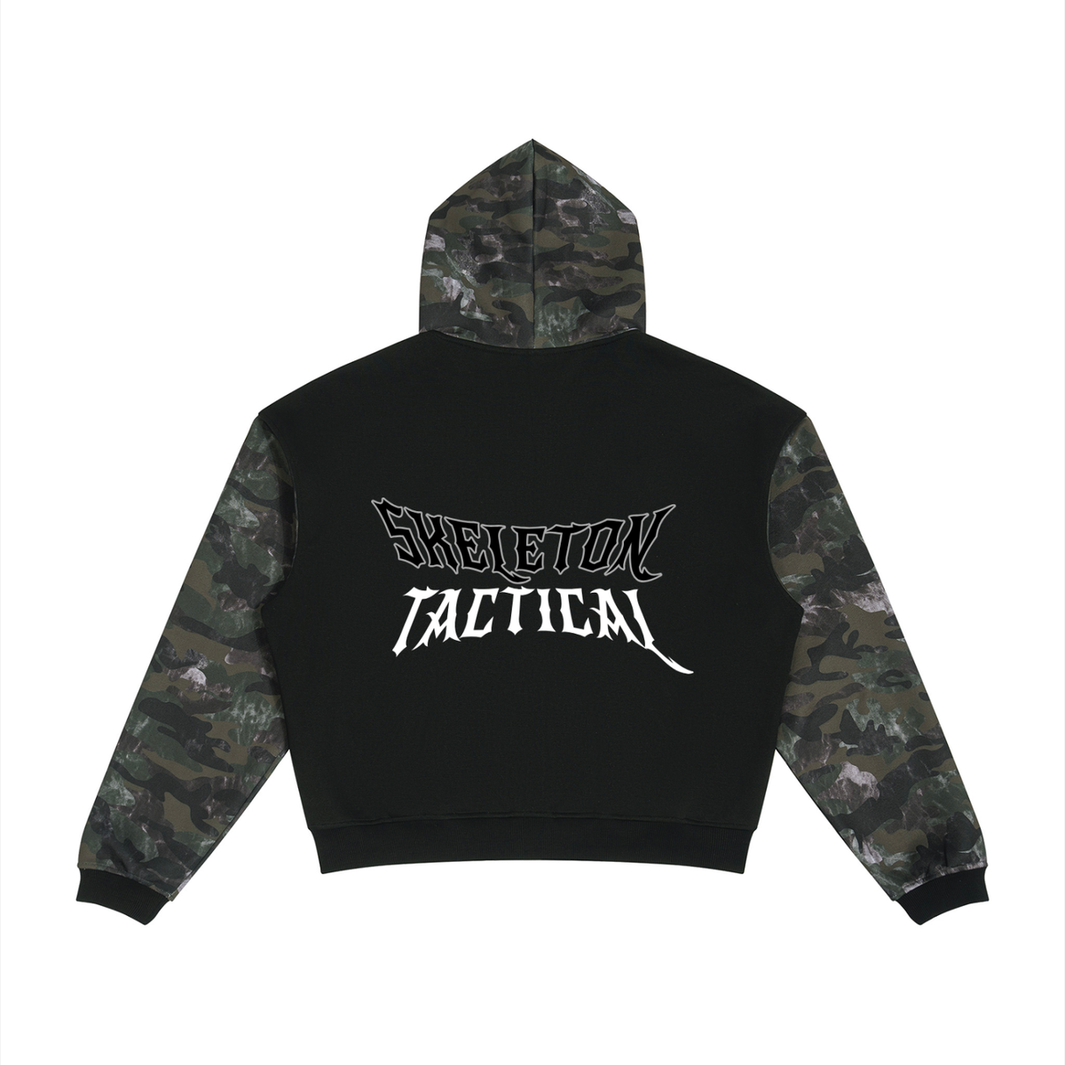 Unisex Colorblock Camo Full Zip Boxy Hoodie