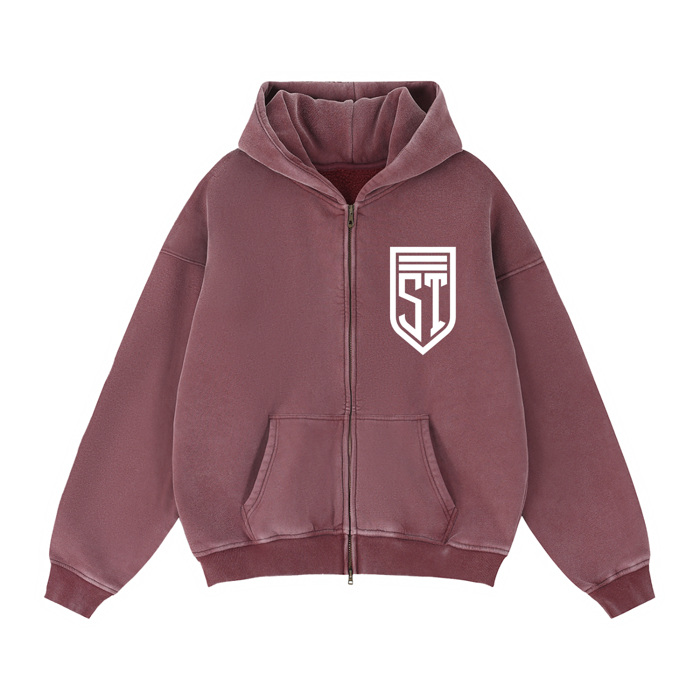 Zip-Through Boxy Fleece Hoodie