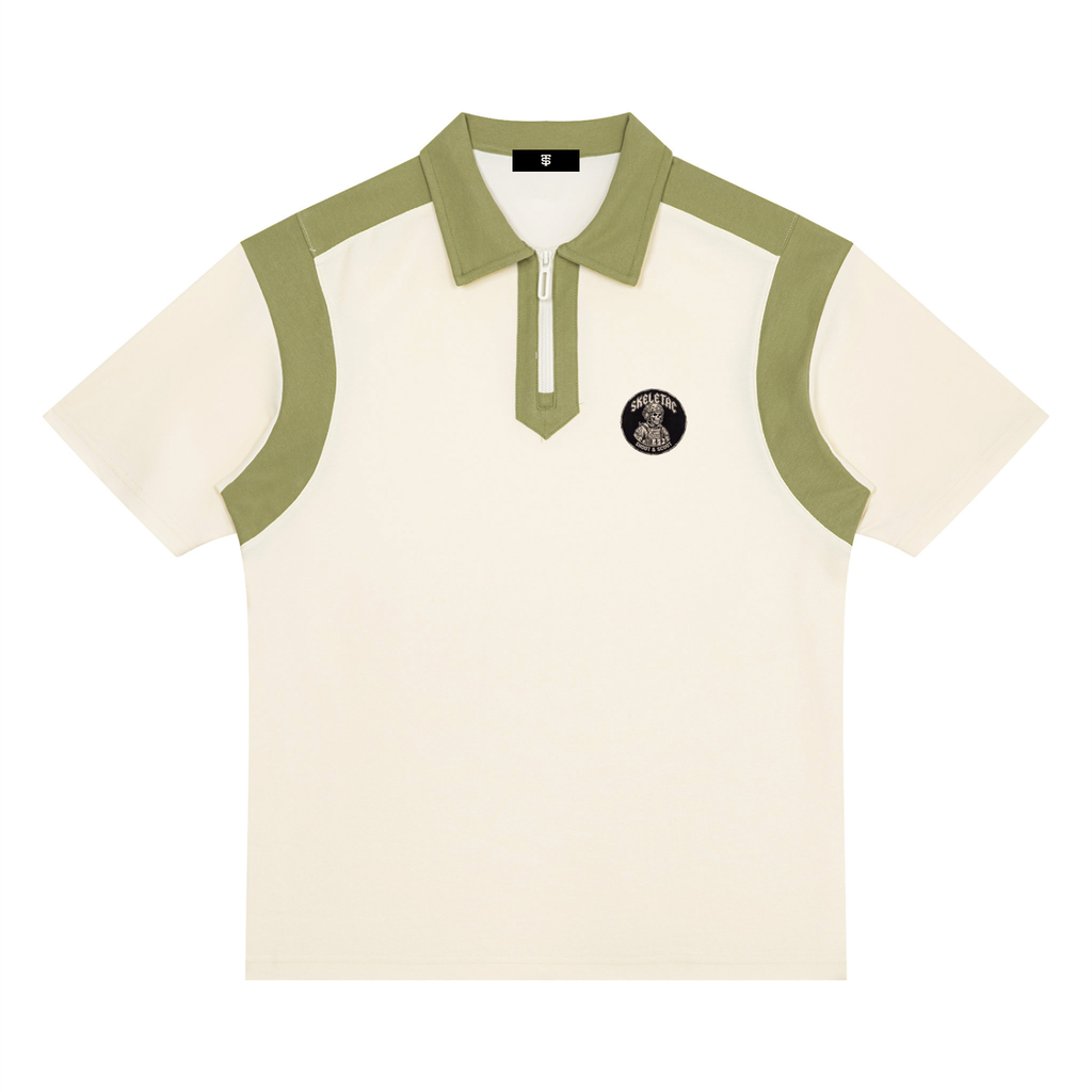 Unisex Color Block Quarter Zip Polo Shirt