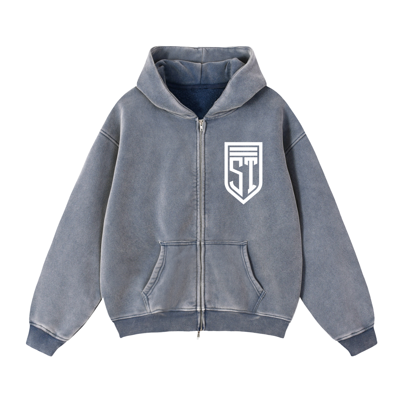 Zip-Through Boxy Fleece Hoodie