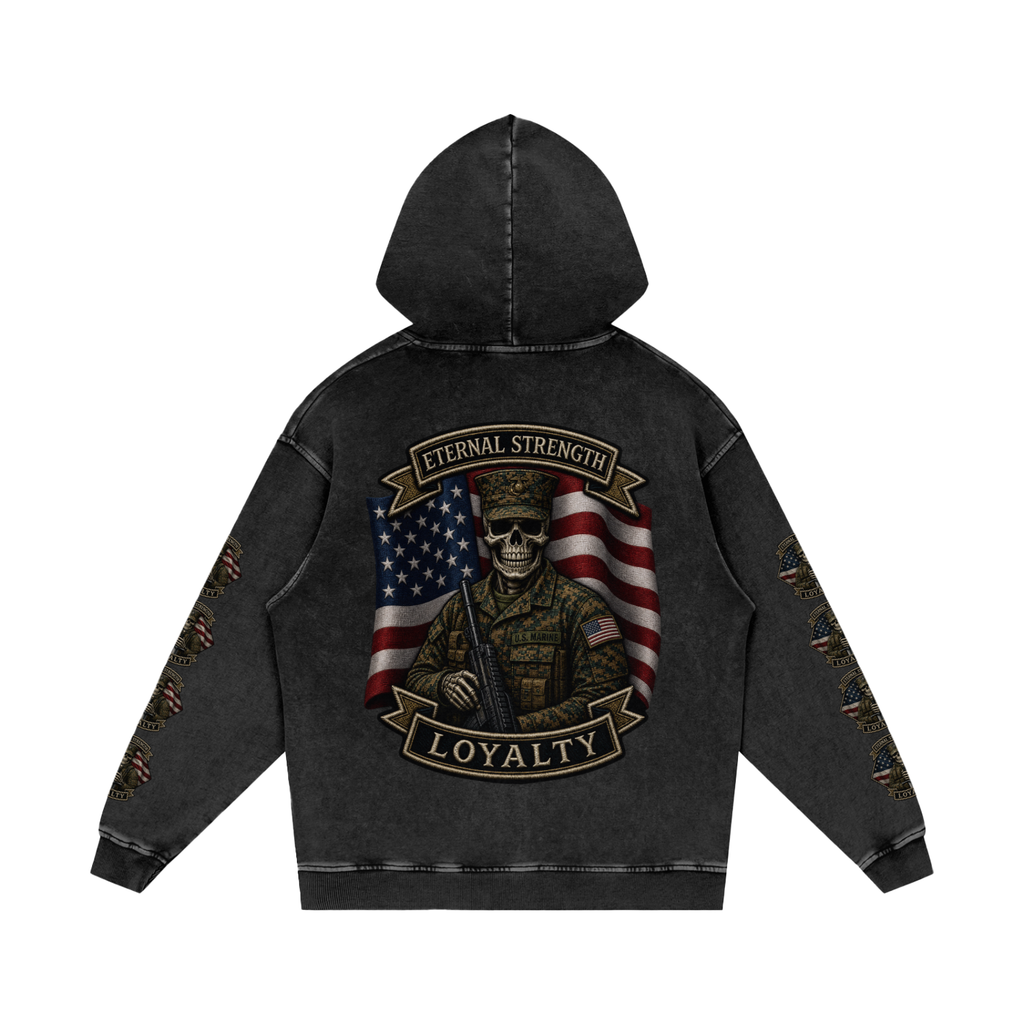 Snow Washed Loose Cotton Hoodie