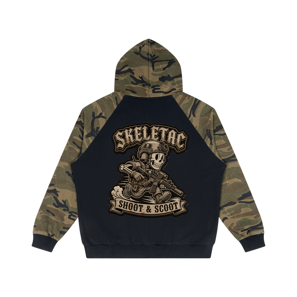 Unisex Camo-Splice Raglan Zip Hoodie