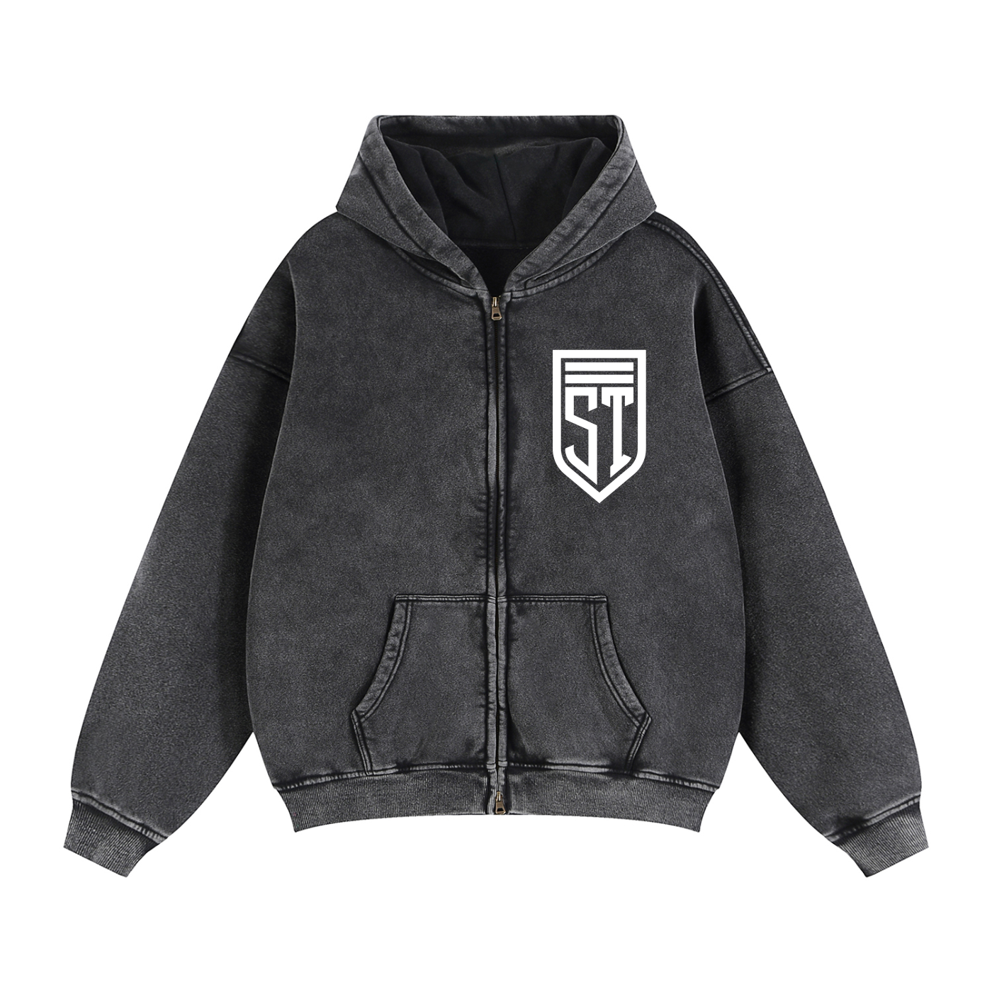 Zip-Through Boxy Fleece Hoodie