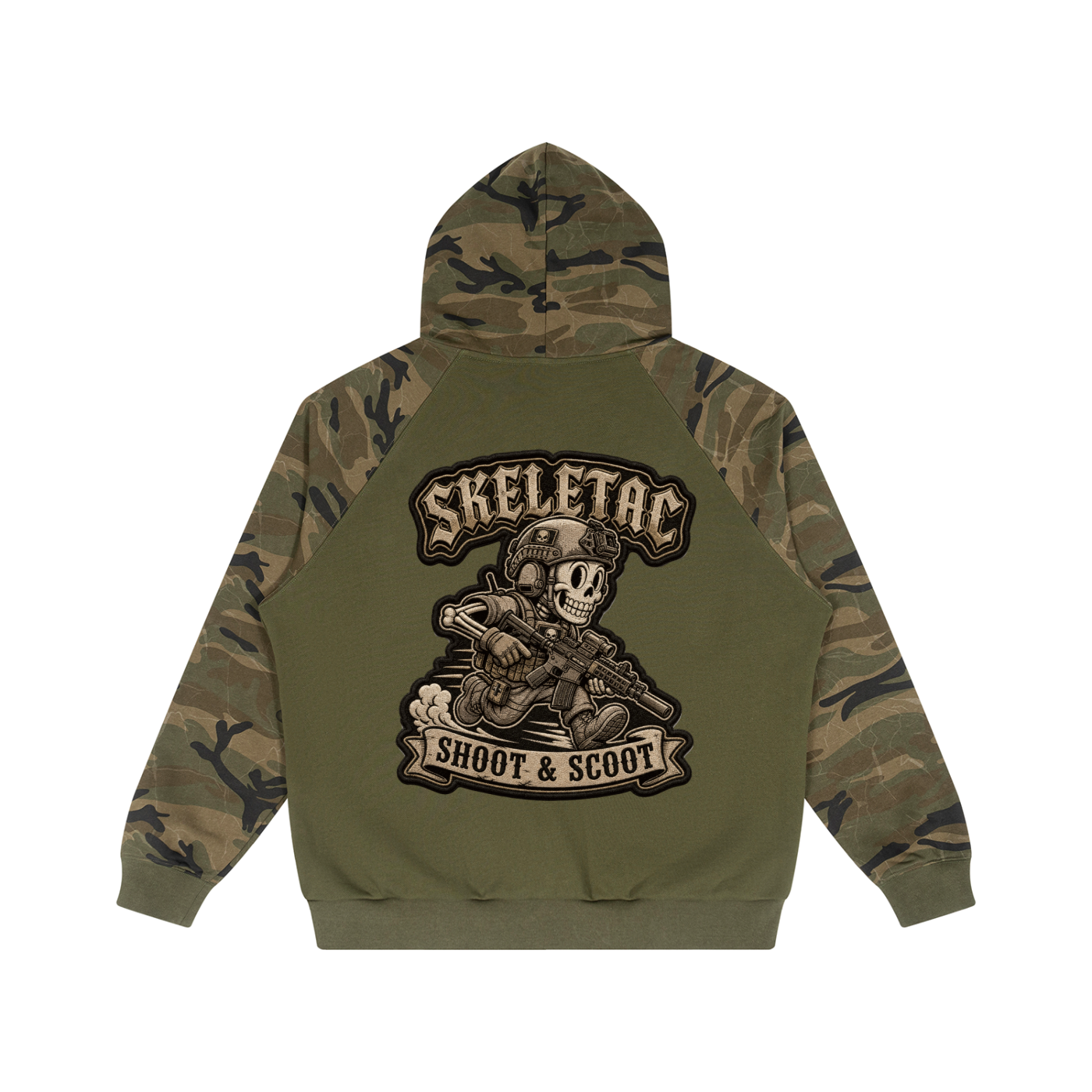 Unisex Camo-Splice Raglan Zip Hoodie