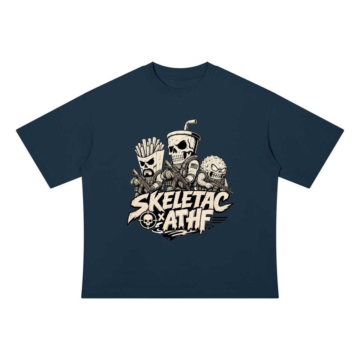 SkeletacX ATHF colabo - Unisex Drop Shoulder Cotton T-Shirt