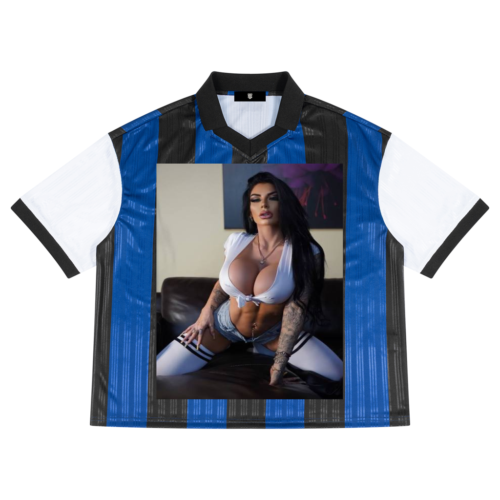 Unisex Boxy Striped Collared Soccer Jersey