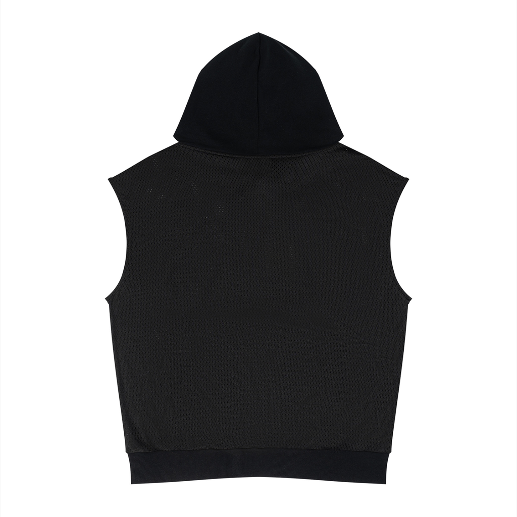 Unisex Panel Mesh Sleeveless Hoodie