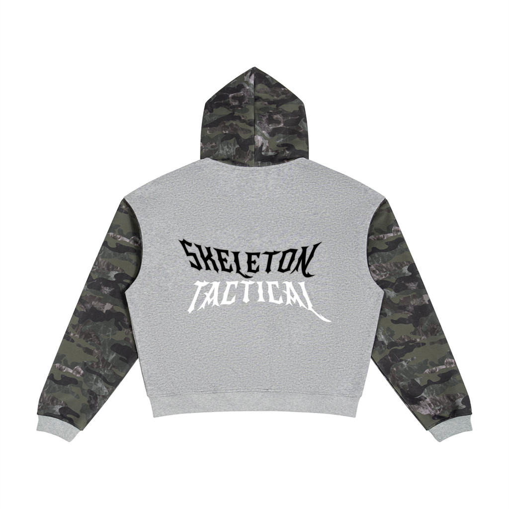 Unisex Colorblock Camo Full Zip Boxy Hoodie