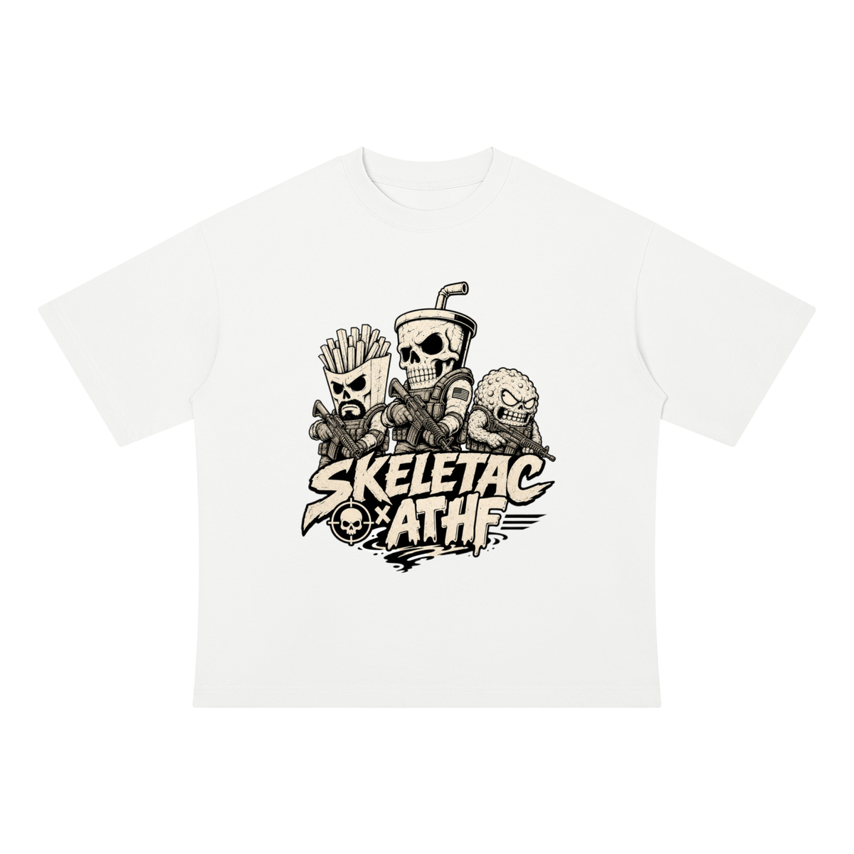 SkeletacX ATHF colabo - Unisex Drop Shoulder Cotton T-Shirt