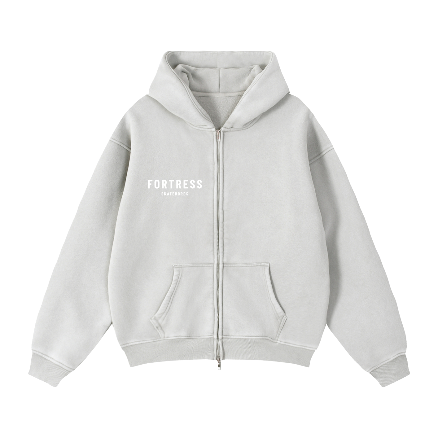 Zip-Through Boxy Fleece Hoodie