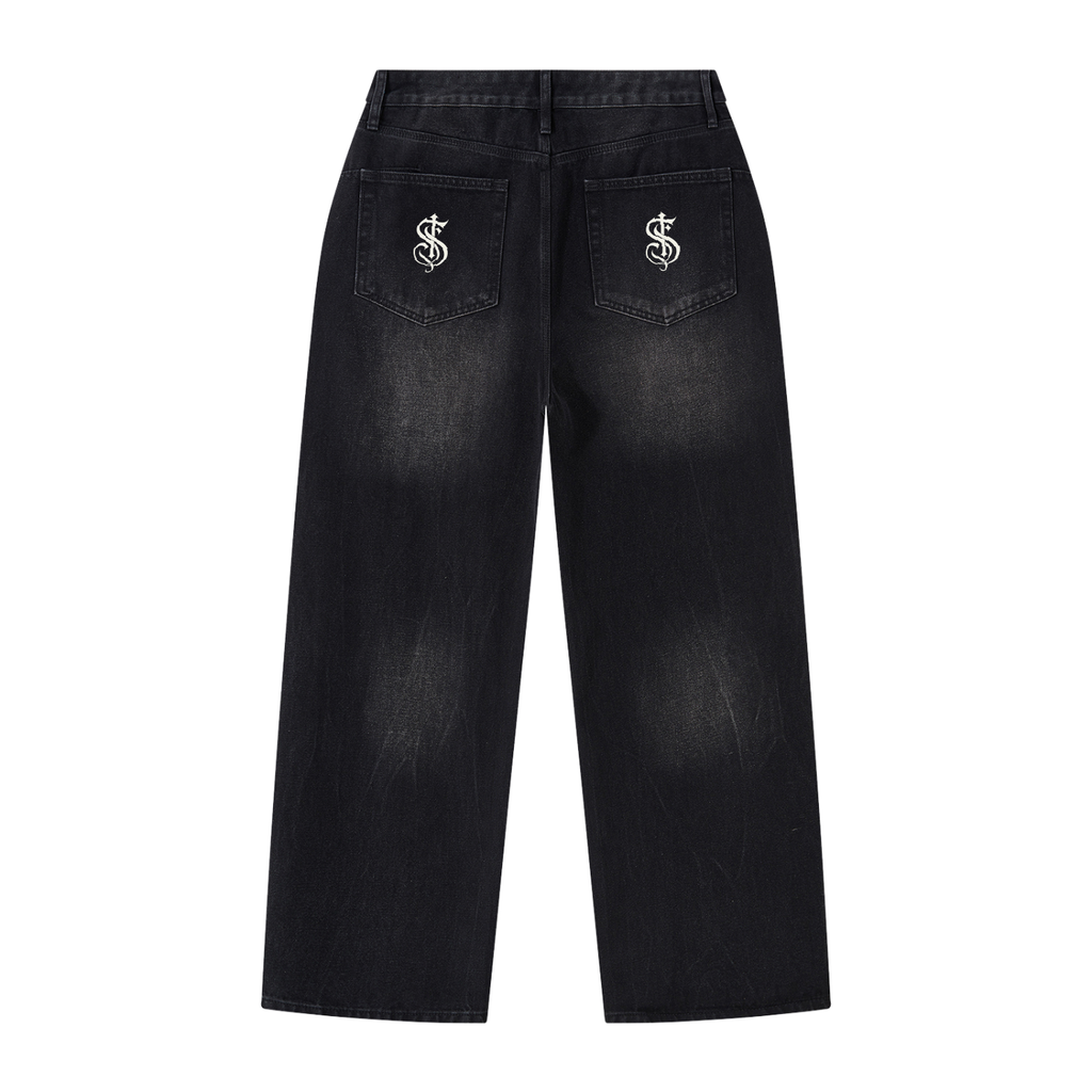 Men's Vintage Wash Wide Leg Jeans