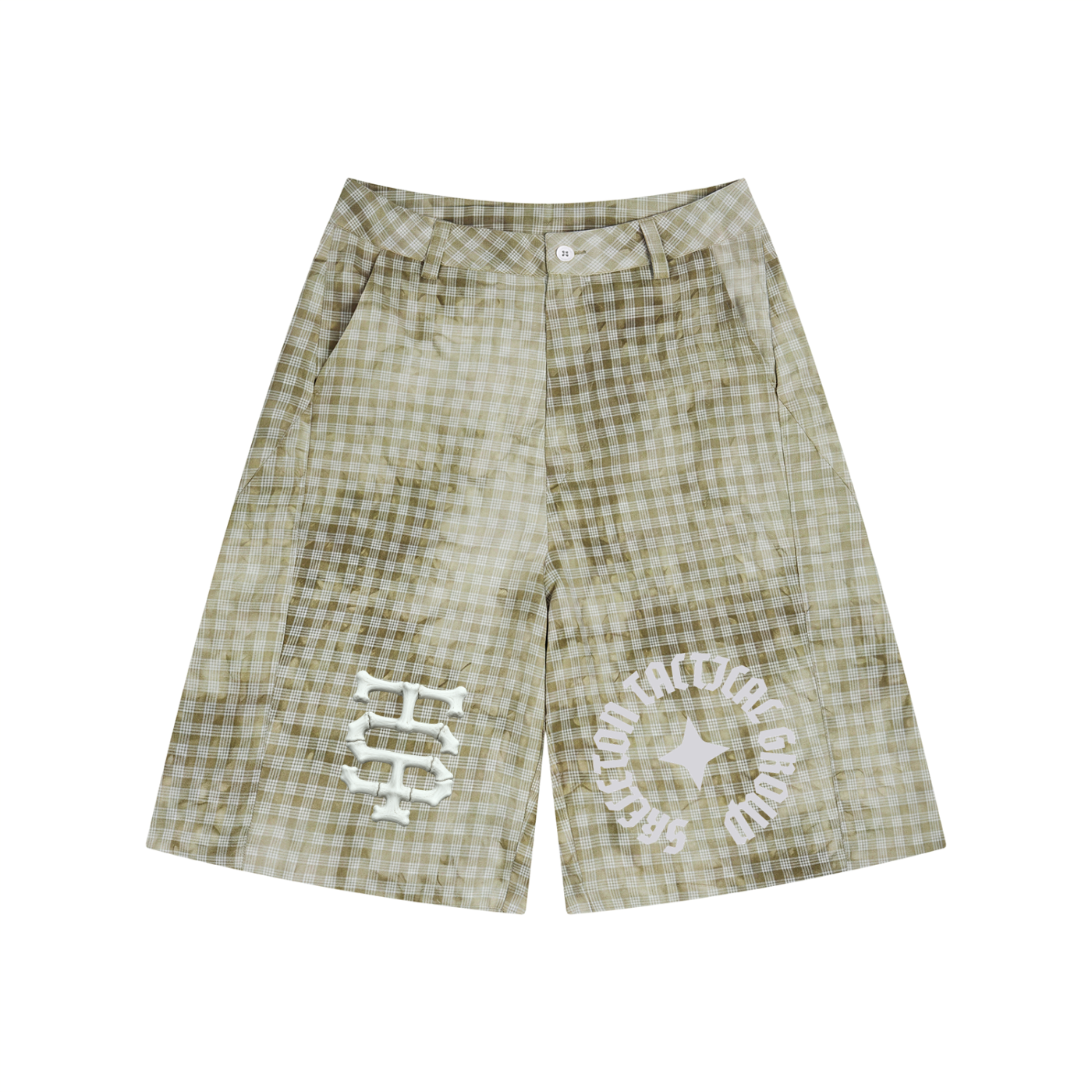 Unisex Vintage Wash Plaid Shorts