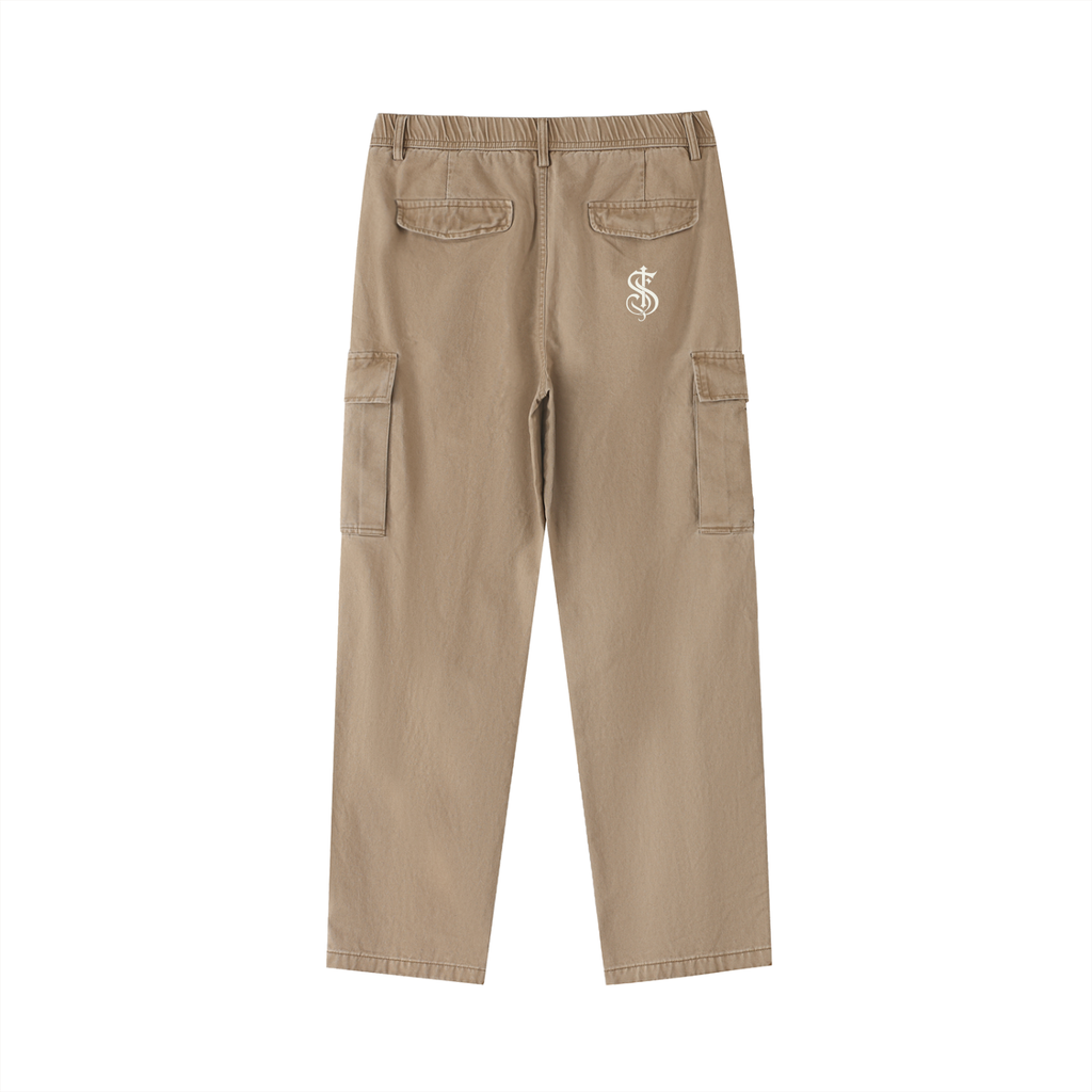 Cotton Elastic-Waist Cargo Pants