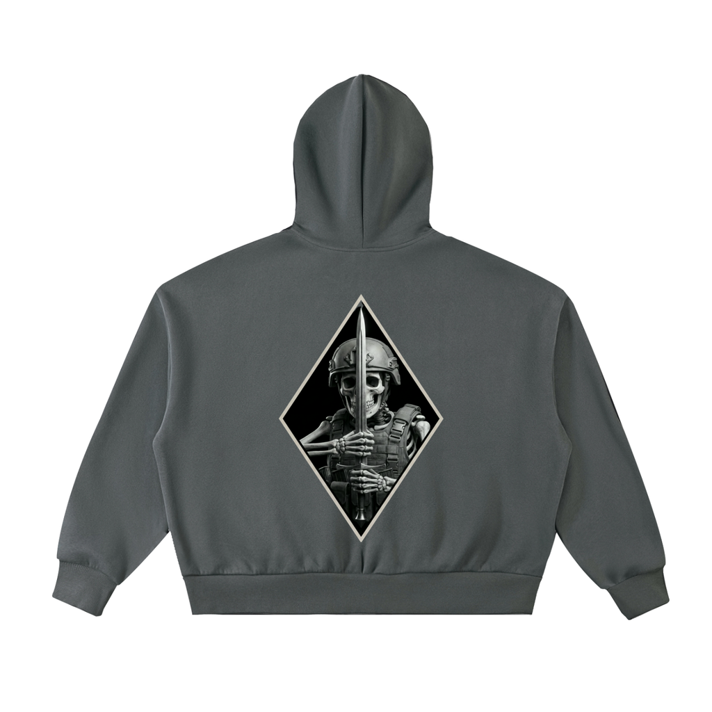 Fleeced Full-Zip Boxy Hoodie