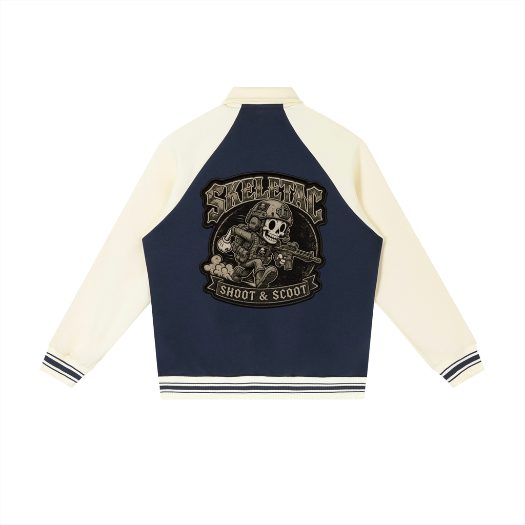 Contrast Raglan Sleeve Baseball Jacket