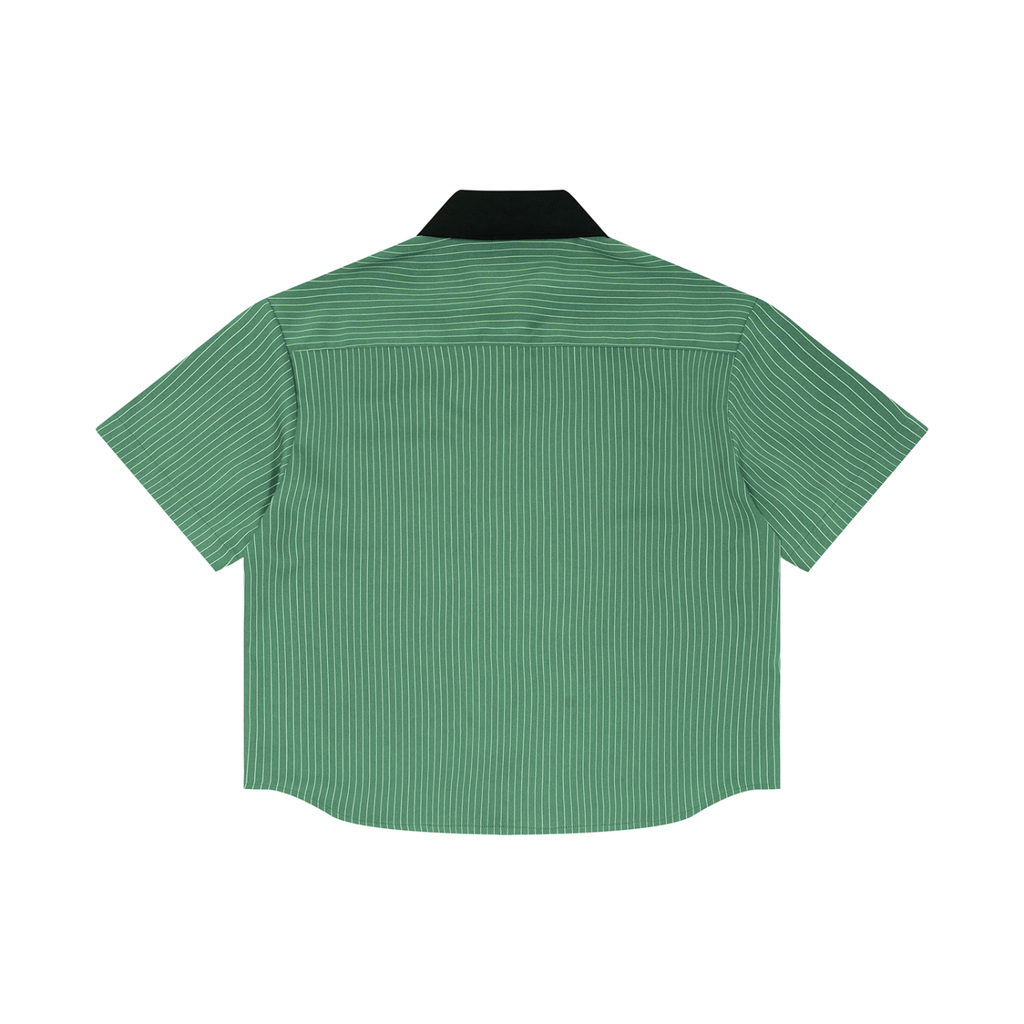 Unisex Striped Boxy Contrast Collar Shirt