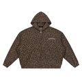Unisex Leopard Print Waffle Full Zip Hoodie