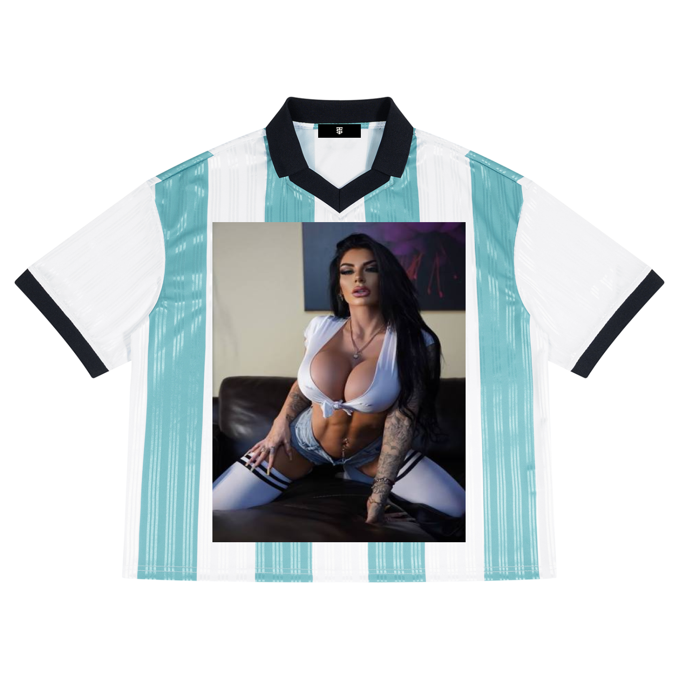 Unisex Boxy Striped Collared Soccer Jersey