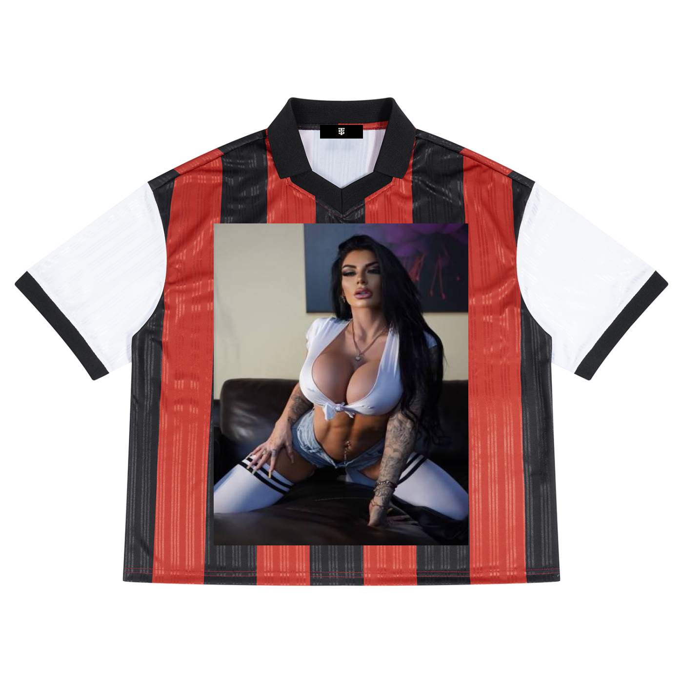 Unisex Boxy Striped Collared Soccer Jersey