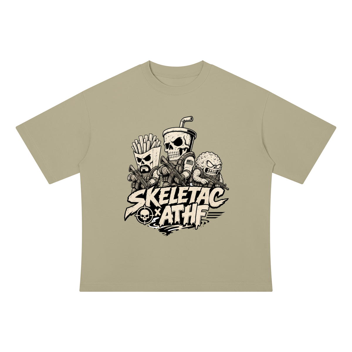 SkeletacX ATHF colabo - Unisex Drop Shoulder Cotton T-Shirt