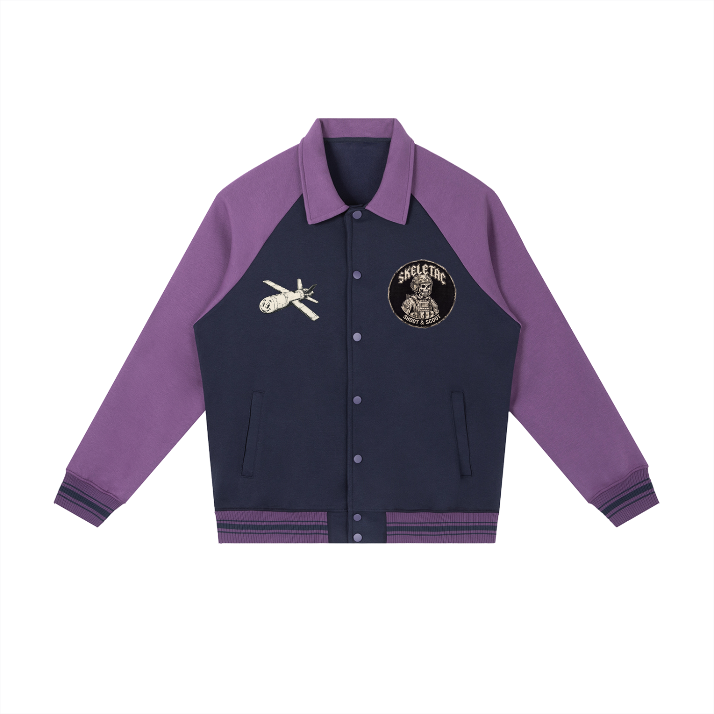 Contrast Raglan Sleeve Baseball Jacket